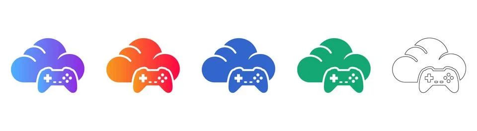 Cloud Gaming Network Service Icons Stockillustratie