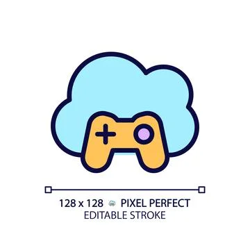 Cloud gaming pixel perfect RGB color icon Stock Illustration