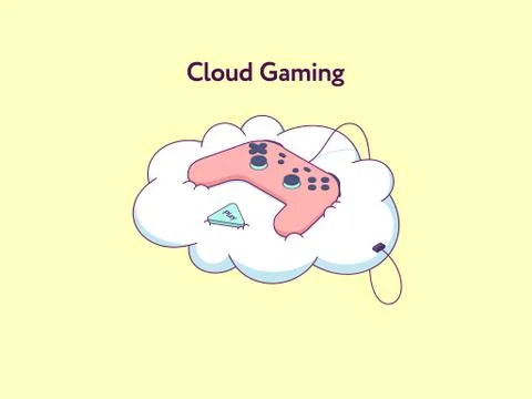 Cloud gaming platform that allows play by gamepad in video games across TV, d Illustrazione stock