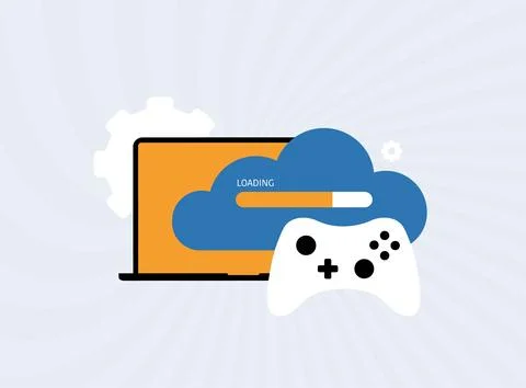 Cloud gaming platform delivering high quality video games through internet Illustrazione stock