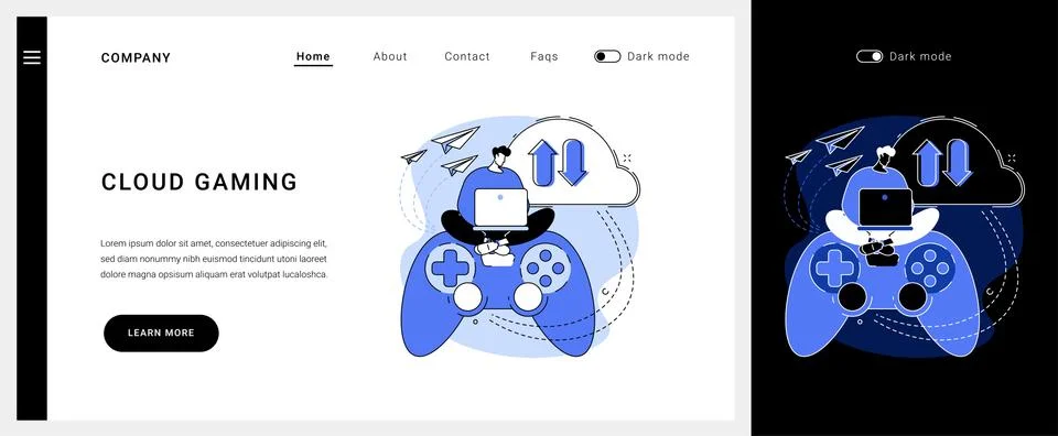 Cloud gaming vector concept landing page. Stock Illustration