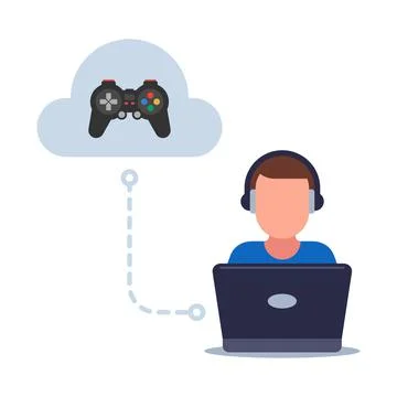 Cloud gaming on a weak computer. saving games in the cloud. イラスト素材