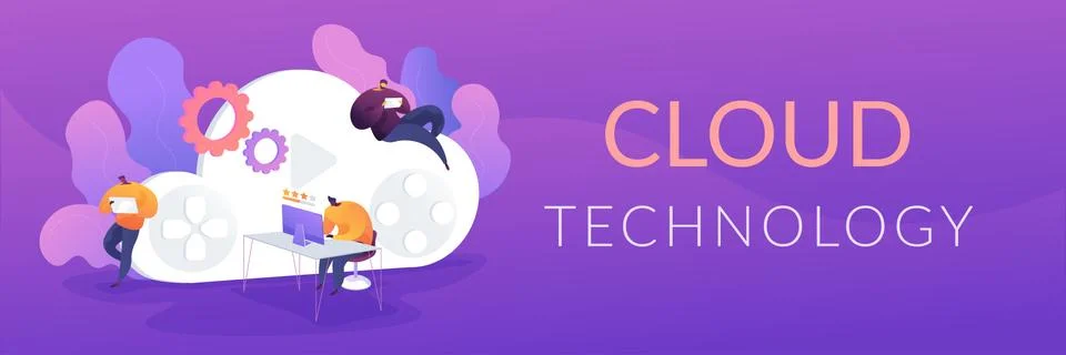 Cloud gaming web banner concept. Stock Illustration