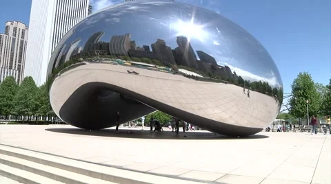 Cloud Gate at Millennium Park, Chicago, Cloud Gate, also known as the Bean Stock Footage 45321849