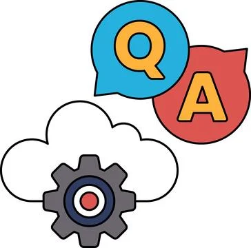 A cloud with a gear and a question mark Stock Illustration