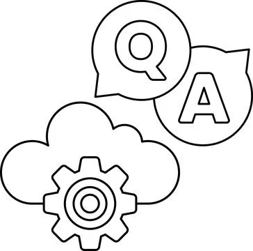 A cloud with a gear and a question mark Stock Illustration