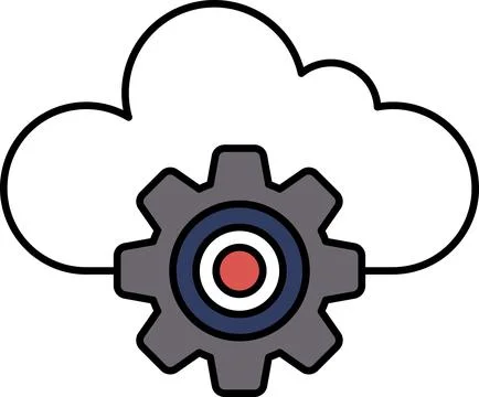 A cloud with a gear in the middle Stock Illustration