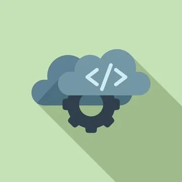 Cloud gear support icon flat vector. Mobile server app Stock Illustration