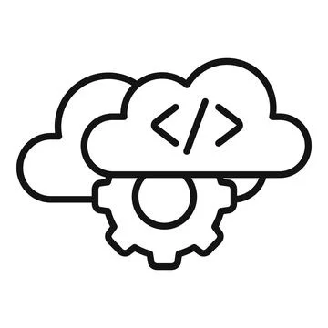 Cloud gear support icon outline vector. Mobile server app Stockillustratie