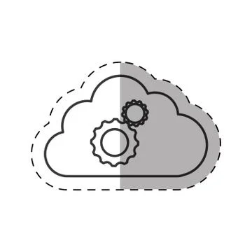 Cloud gear teamwork technology thin line 스톡 일러스트