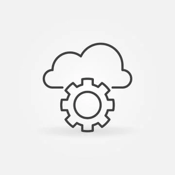 Cloud with Gear vector concept icon in outline style 스톡 일러스트