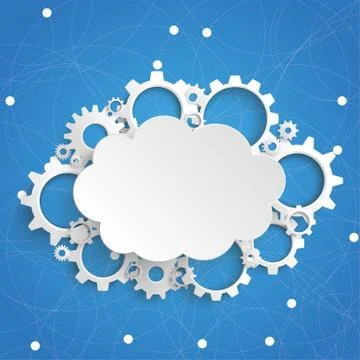 Cloud Gears Engine Blue Sky Stock Illustration
