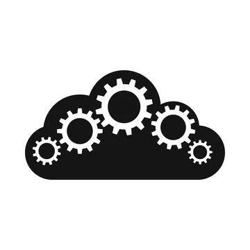 Cloud with gears icon, simple style Illustrazione stock