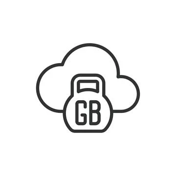 Cloud gigabytes, icon in line design. Cloud, gigabytes, storage, data, digital 스톡 일러스트