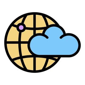 Cloud global space icon color outline vector Stock Illustration
