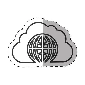 Cloud globe connected technology thin line Stock Illustration