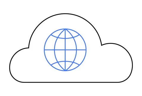 Cloud with a Globe Symbol Signifying Global Cloud Computing and Connectivity 스톡 일러스트