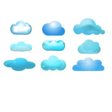 Cloud glossy icon set of 9 (Cloud computing concept) Stock Illustration