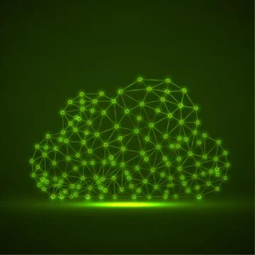Cloud of glowing lines and dots, abstract polygonal structure cloud Stock Illustration