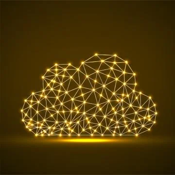 Cloud of glowing lines and dots, abstract polygonal structure cloud of connected Stock Illustration
