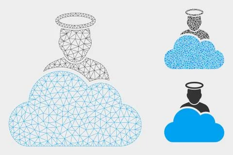 Cloud God Vector Mesh 2D Model and Triangle Mosaic Icon 스톡 일러스트