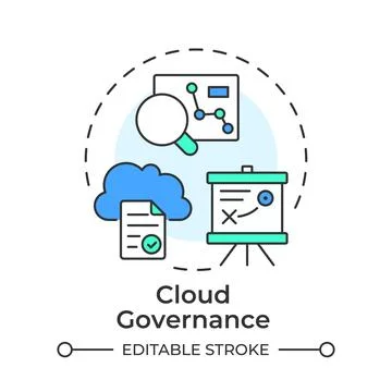 Cloud governance flat linear concept icon Stock Illustration