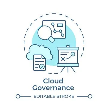 Cloud governance monochrome blue concept icon Illustrazione stock