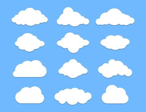 Cloud graphic shapes. Data design element. Vector cloudy bubble set isolated on Stock Illustration
