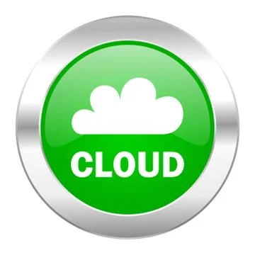 Cloud green circle chrome web icon isolated. Stock Illustration