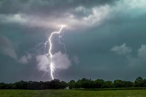 Cloud to Ground Lightning Strike Stock Photos