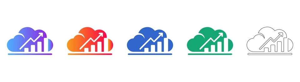 Cloud Growth Analytics Icon Set イラスト素材