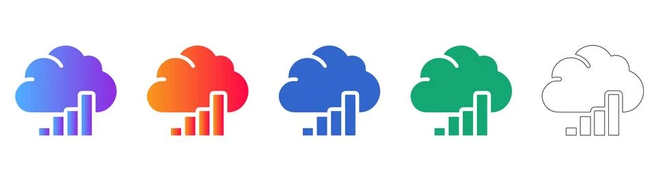 Cloud Growth and Statistics Icon Set Stock Illustration