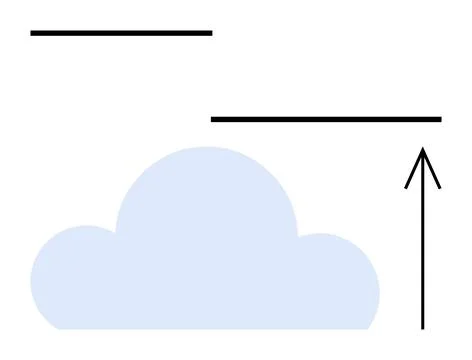 Cloud with Growth Arrow and Horizontal Lines Representing Business Growth a.. Stock Illustration
