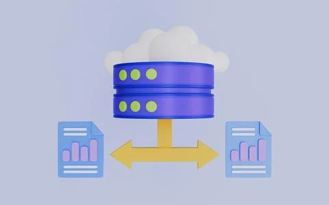 Cloud Growth Graph, Cloud Data 3d illustration Illustrazione stock