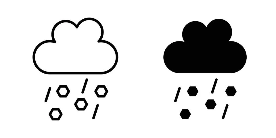 Cloud hail icon drawing lines. Silhouette style vector bundle Stock Illustration