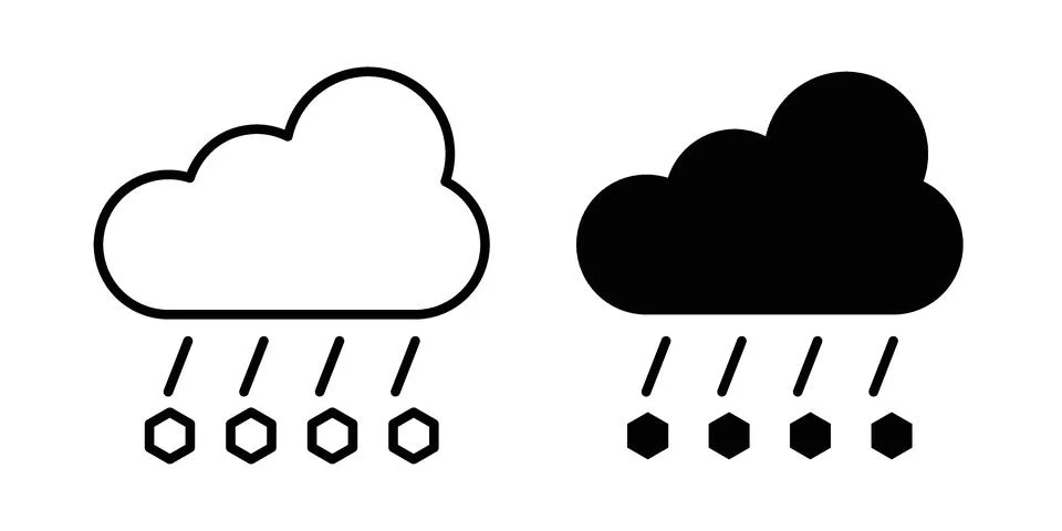 Cloud hail icon pack with silhouette and stroke web icons Stock Illustration
