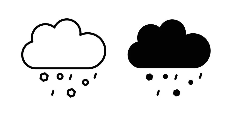 Cloud hail icon silhouette vector set. thin line pack Stockillustratie