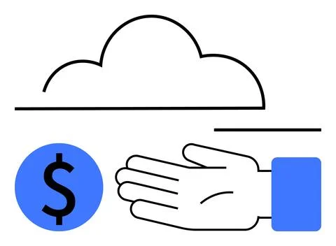 Cloud With Hand And Dollar Sign Cloud Computing Investments and Capital Flow Stock Illustration