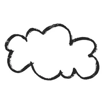 Cloud, hand drawn childish drawing, charcoal or black marker. Stock Illustration