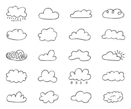 Cloud hand drawn doodle set Stock Illustration
