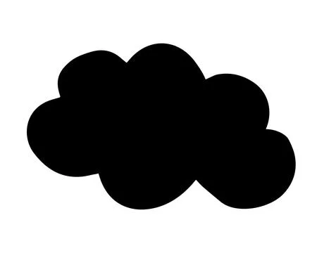 Cloud hand painted with brush. Doodle cloud icon isolated on white background Stock Illustration