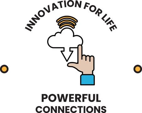 A cloud with a hand pointing to it Stock Illustration