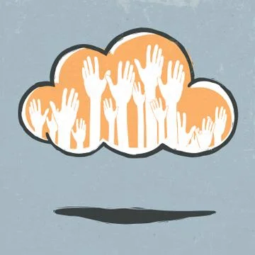 Cloud hands. hand-drawn vector illustration, eps10. 스톡 일러스트