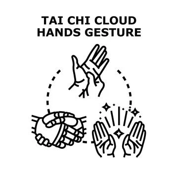 Cloud hands tai chi gesture concept icon vector Stock Illustration