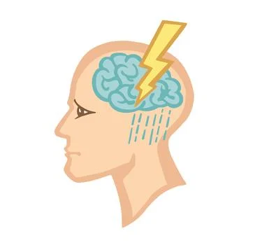 Cloud in head, stress, cartoon vector illustration Stock Illustration