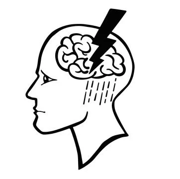 Cloud in the head, stress, line vector illustration Stock Illustration