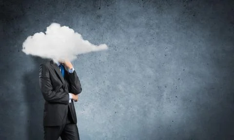 Cloud headed businessman Foto stock