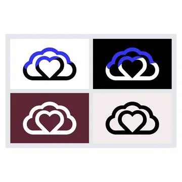 Cloud Heart Logo Concept Design Set イラスト素材