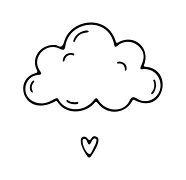 Cloud heart rain icon doodle hand drawn. Outline line drawing clipart symbo.. Stock Illustration