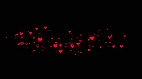 A cloud of hearts appears on a dark background. Animation of many hearts Stock Footage 232163322